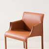 Italian Modern Brown Saddle Leather Upholstered Dining Armchair