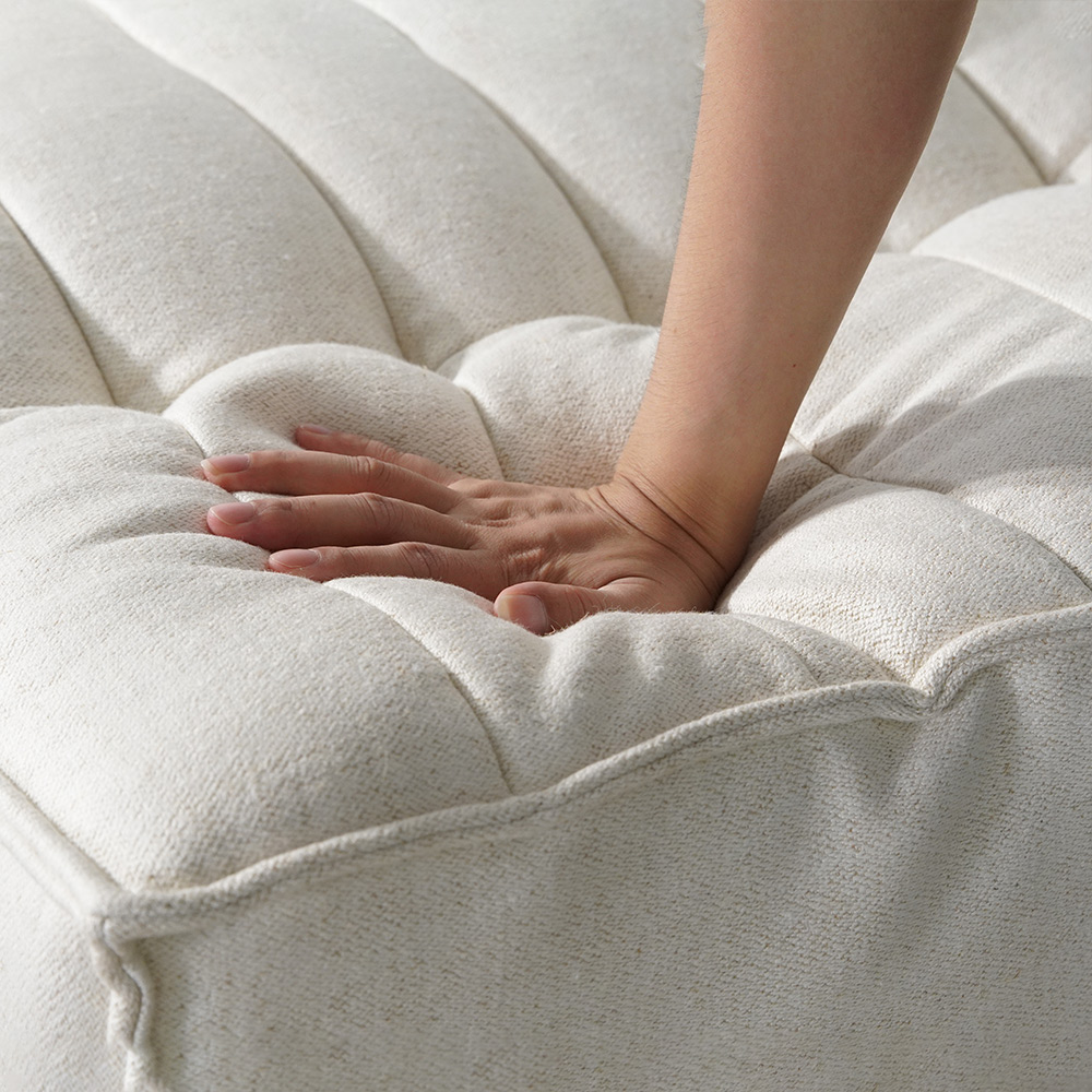 Pouf carré minimaliste gaufré, chaise Ottoman, meubles de salon blanc