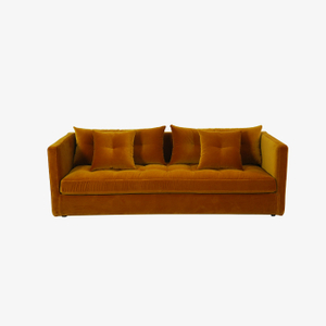 Modern Orange Velvet Loveseat Sofa 3 Seater For Living Room Furniture