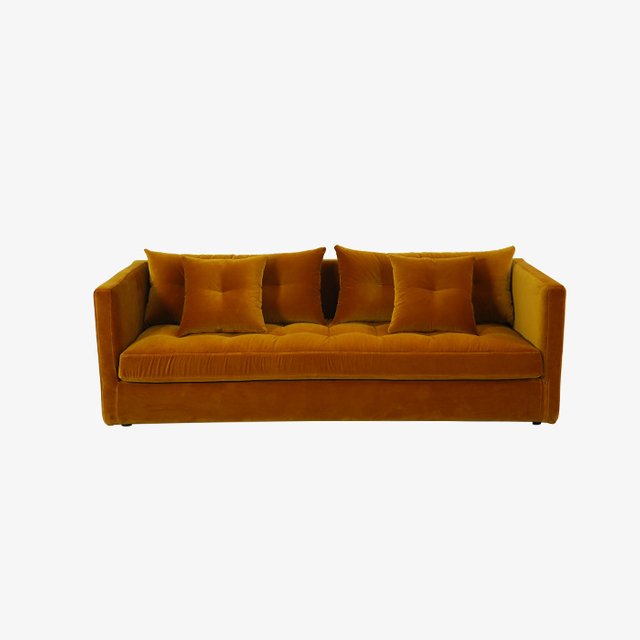 Canapé orange moderne de causeuse de velours 3 Seater pour des meubles de salon