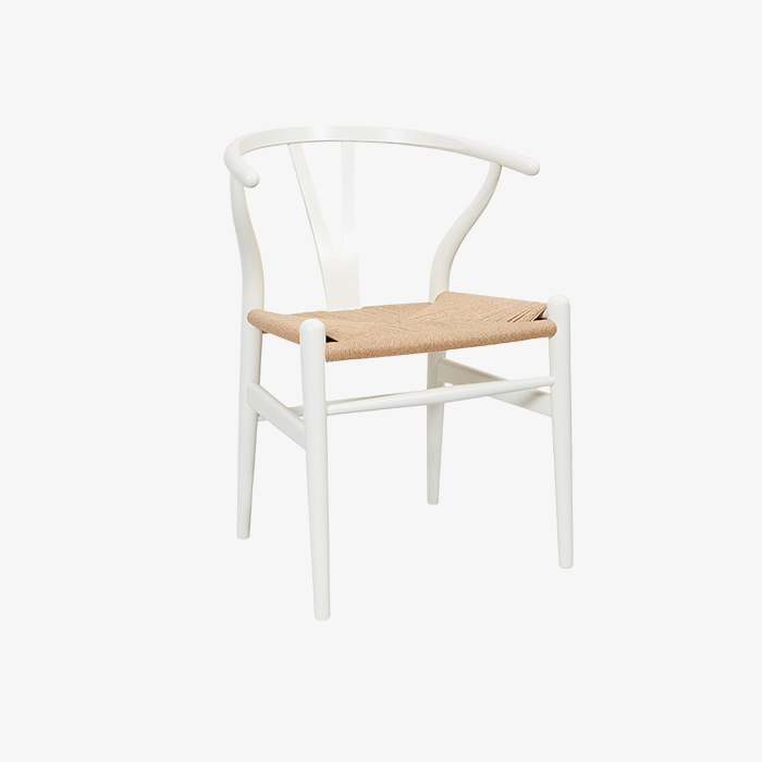 Ensemble de 4 chaises de salle à manger d\'extérieur en corde blanche