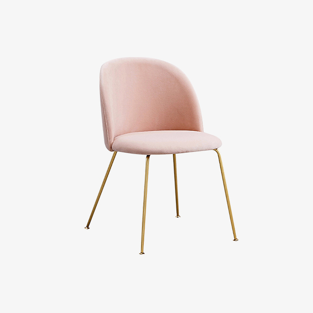 Chaise de salle à manger en velours rembourrée rose pour salon KD