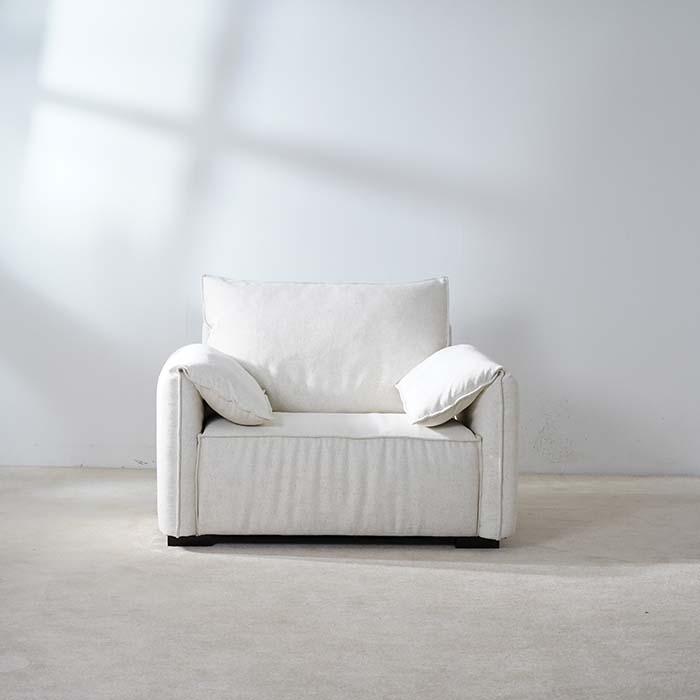 Luxury Modern White Single Sofa Upholstered Accent Armchair