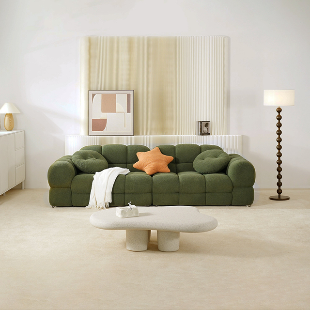 Canapé paresseux vert de Style moderne, tissu Sherpa, trois places, guimauve, avec oreillers, pour le salon