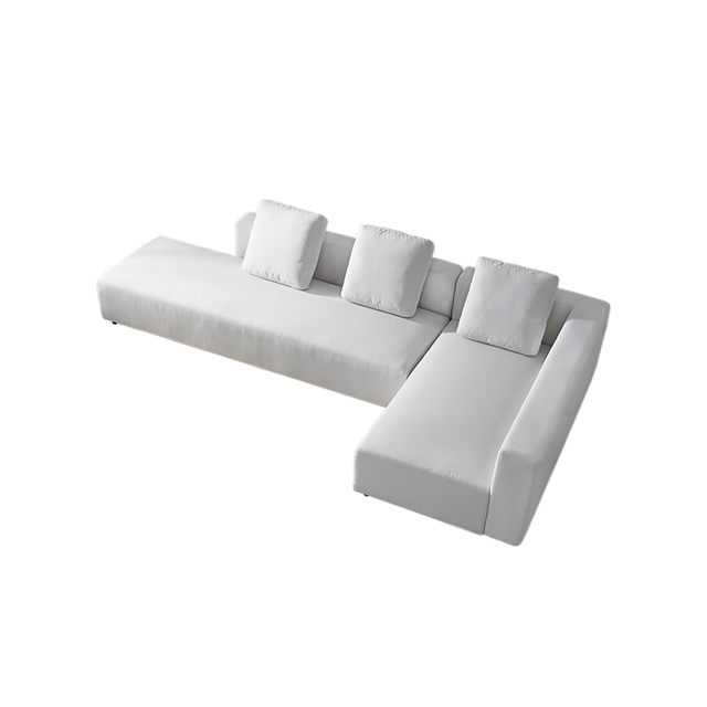Canapé sectionnel extérieur minimaliste blanc en forme de L imperméable