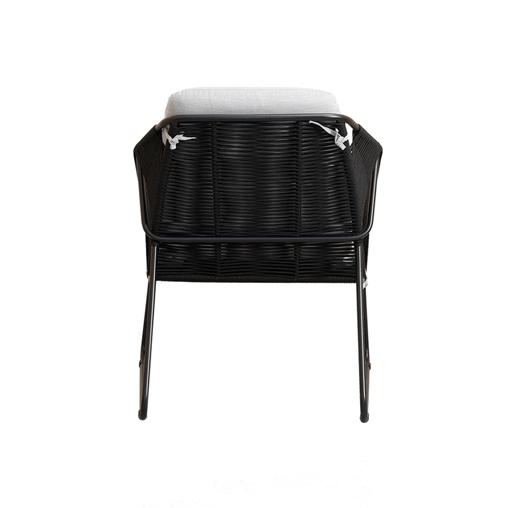 Modern Waterproof Black Metal Weave Lounge Chair Cushion Removable