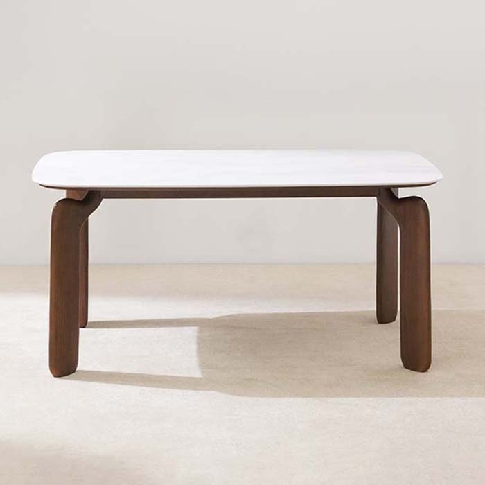 Table à manger rectangulaire moderne avec plateau en marbre pour salle à manger