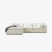 Canapé sectionnel blanc moderne 4 pièces avec oreillers/coussins rembourrés en duvet, canapé confortable