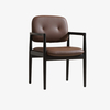 Modern Brown Leather Upholstered Open Back Accent Chair Dining Armchairs 