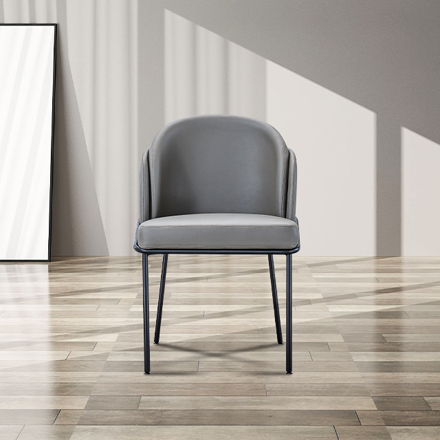 Chaise de salle à manger en cuir de style moderne et minimaliste, chaise rembourrée