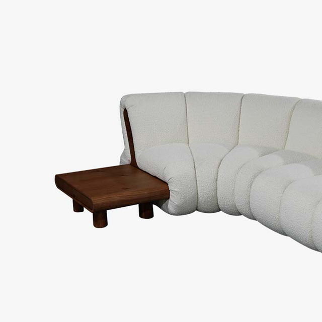 Canapé sectionnel modulaire incurvé minimaliste, Long canapé rembourré à six places pour le salon