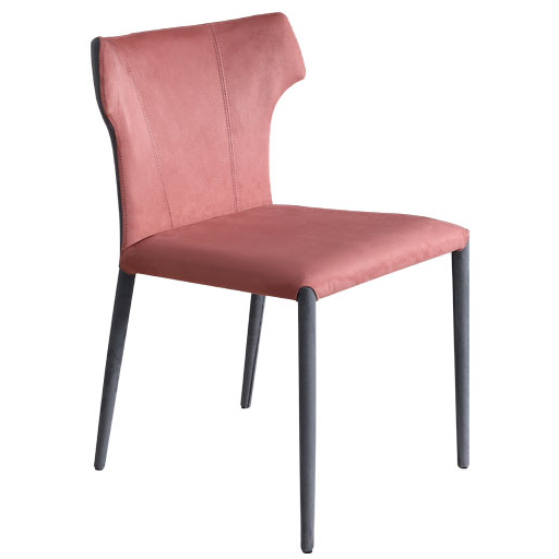 Chaise de salle à manger avec cadre en métal de couleur rose