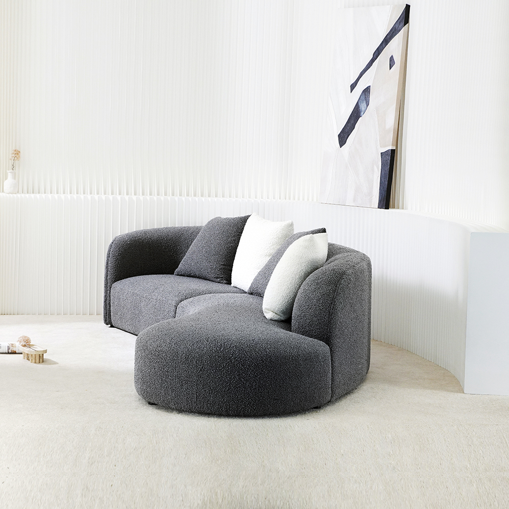 Canapé incurvé moderne Salon velours blanc sectionnel Boucle tissu attente courbe créative canapé ensemble pour maison Salon de beauté appartement