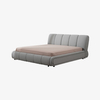 Modern Upholstered Platform Bed in Gray with Wood Frame