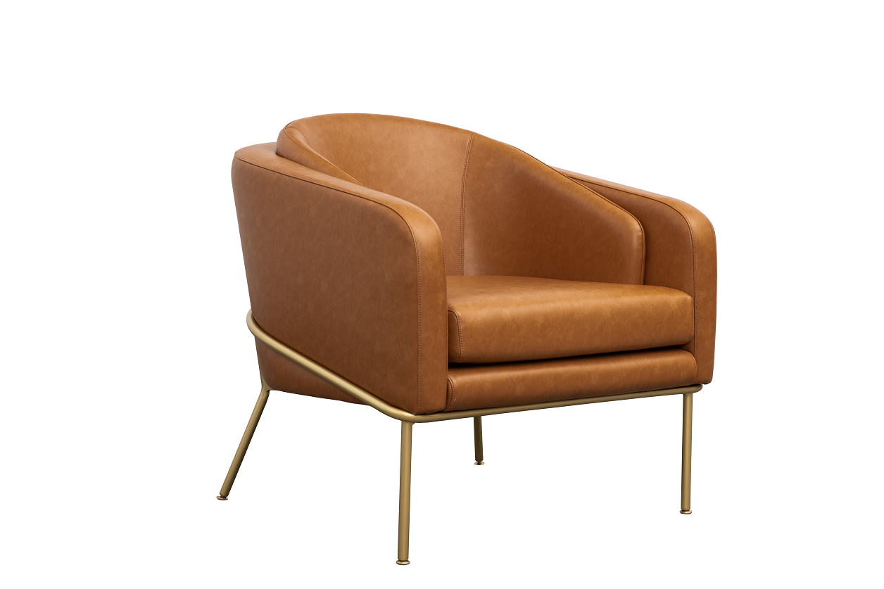 Chaise en cuir marron, mobilier moderne, fauteuil rembourré, chaise longue de luxe