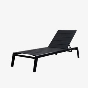 Chaise longue d'extérieur en aluminium noir avec dossier réglable