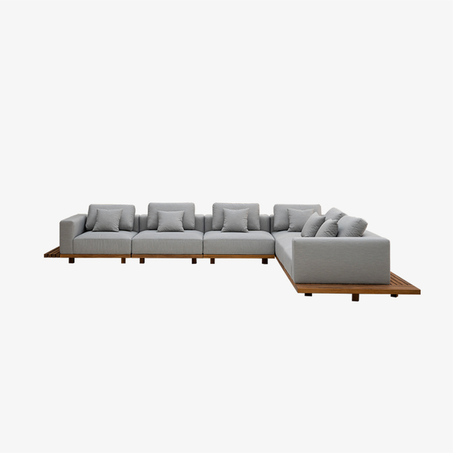 Ensemble de canapé sectionnel modulaire extérieur moderne en teck