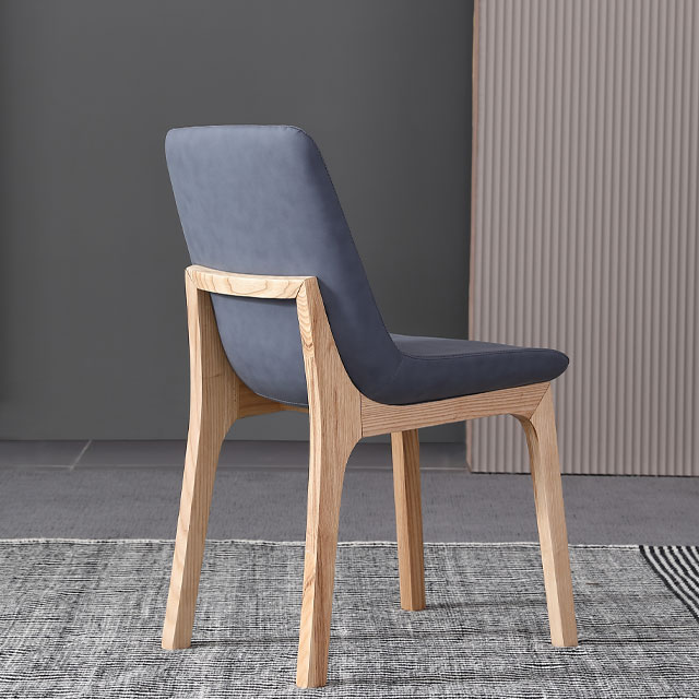 Chaise de salle à manger moderne en velours bleu avec pieds en bois