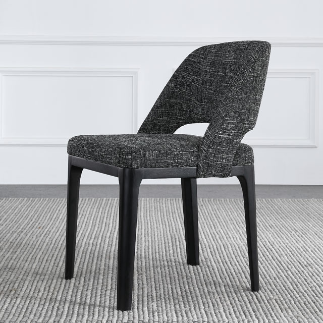 Chaise de salle à manger en métal en acier noir de tissu de restaurant moderne