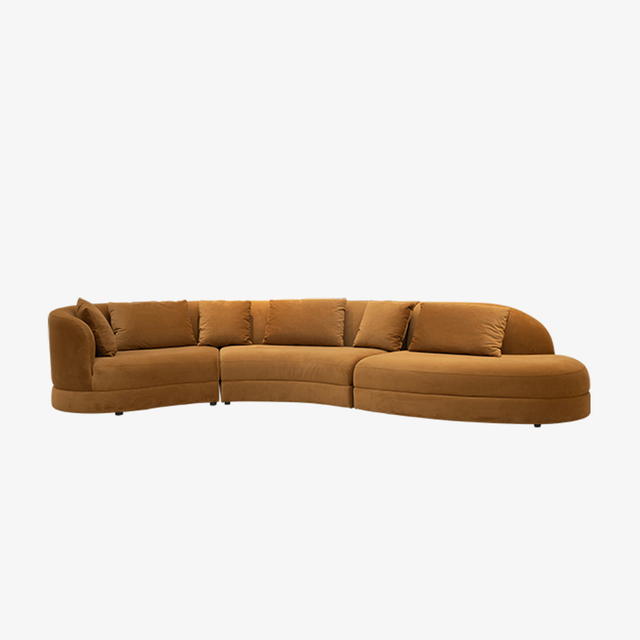 Canapé sectionnel incurvé en tissu Chenille contemporain moderne, trois places pour le salon