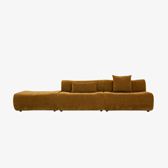Canapé sectionnel modulaire en velours moderne, canapé en forme de L rembourré à dossier bas