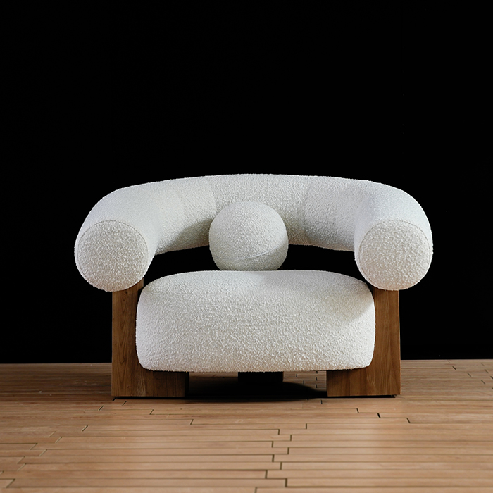 Fauteuil rembourré en polaire Teddy moderne avec repose-pieds 