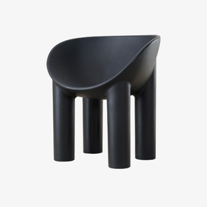 Fauteuil moderne Roly Poly en noir avec pied d'éléphant