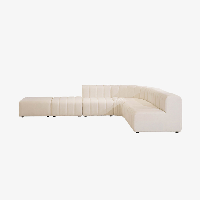 Canapé sectionnel en forme de L rembourré modulaire minimaliste d'extérieur avec repose-pieds