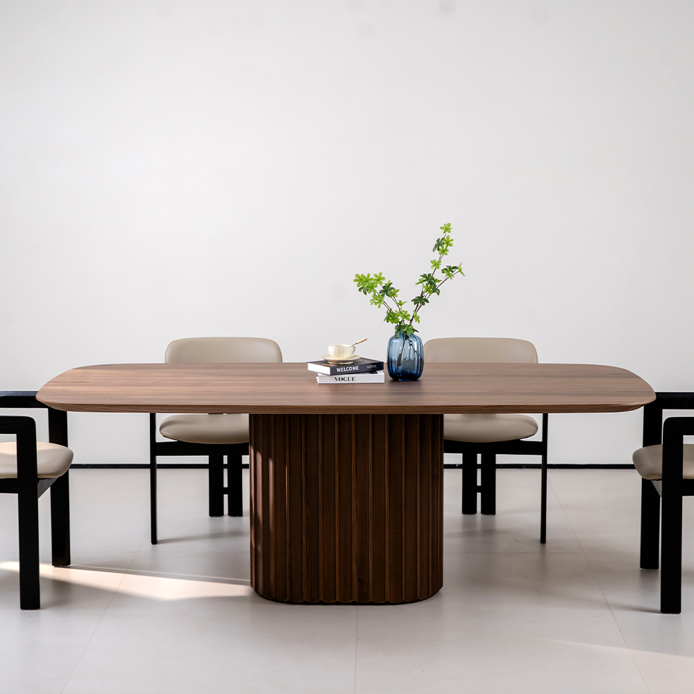 Table à manger rectangulaire moderne en bois de noyer pour salle à manger et cuisine