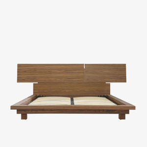 Modern Walnut Platform Queen Bed