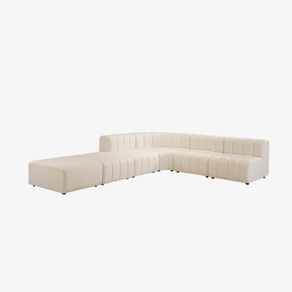 Canapé sectionnel en forme de L rembourré modulaire minimaliste d'extérieur avec repose-pieds