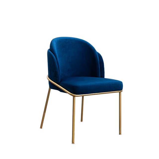 Chaise de salle à manger en velours bleu italien, mobilier de salle à manger moderne en fer et métal, cadre de maison nordique rembourré