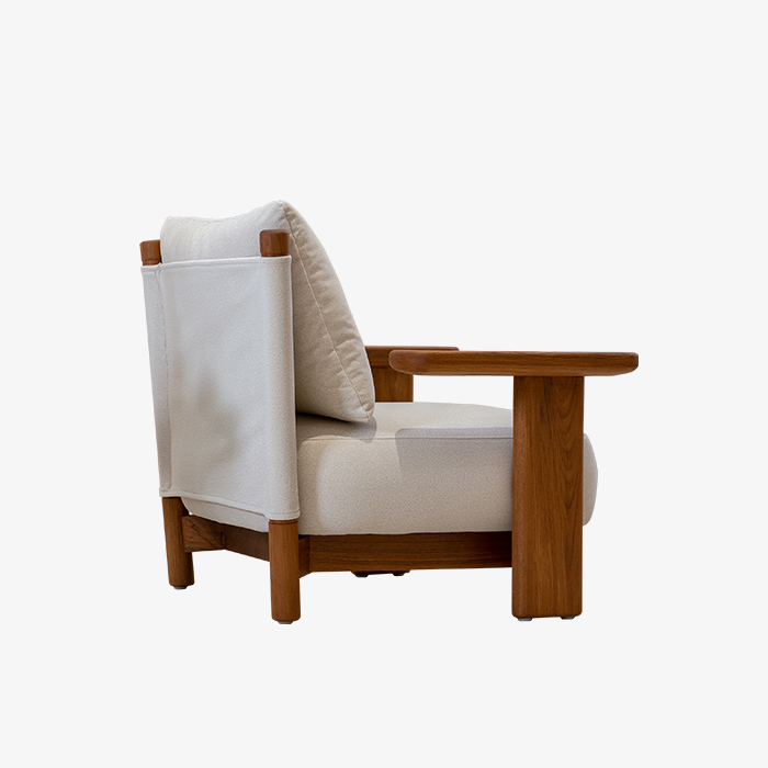 Fauteuil de chaise longue rembourré moderne intérieur/extérieur avec cadre en bois