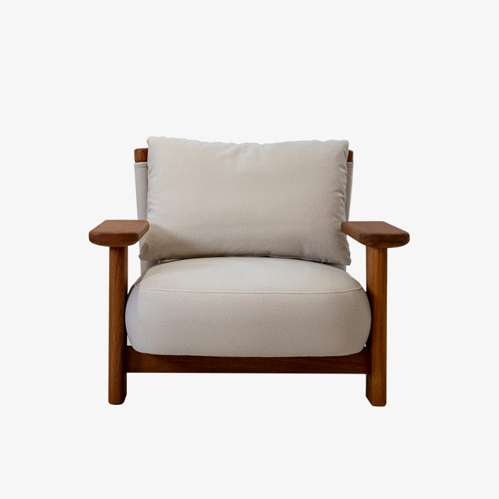 Fauteuil de chaise longue rembourré moderne intérieur/extérieur avec cadre en bois