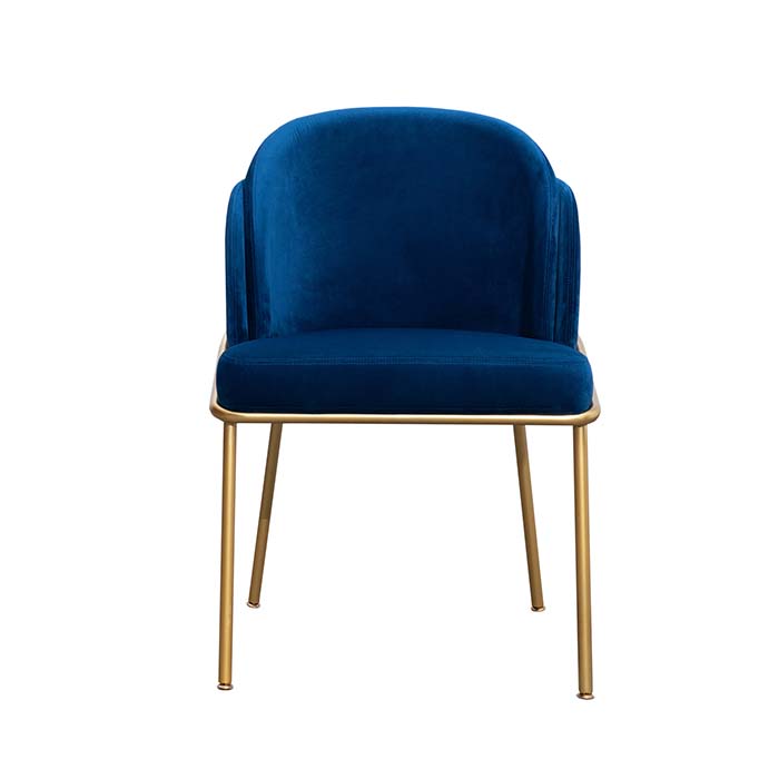 Chaise de salle à manger en velours bleu italien, mobilier de salle à manger moderne en fer et métal, cadre de maison nordique rembourré